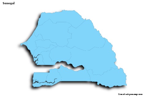 Sample Maps for Senegal (blue,outline,shadowy)