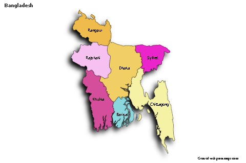 Sample Maps for Bangladesh (colored,shadowy)