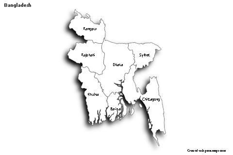 Sample Maps for Bangladesh (black-white,shadowy)