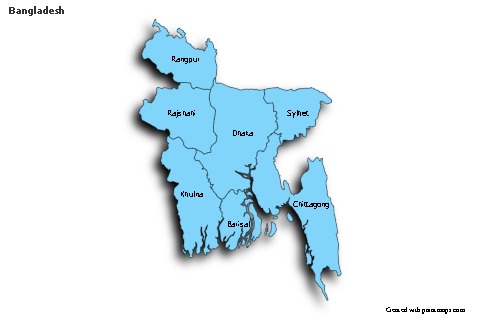 Sample Maps for Bangladesh (blue,shadowy)