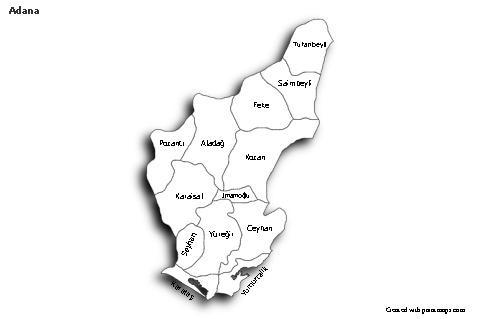 Sample Maps for Adana (black-white,shadowy)