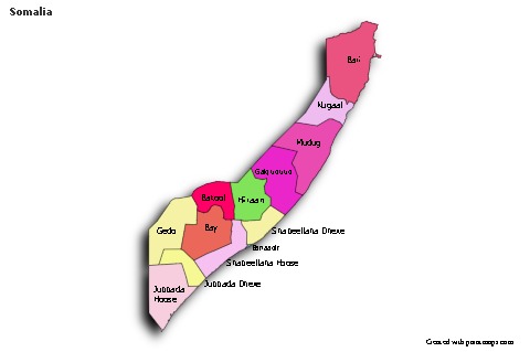 Sample Maps for Somalia (colored,shadowy)