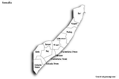 Sample Maps for Somalia (black-white,shadowy)