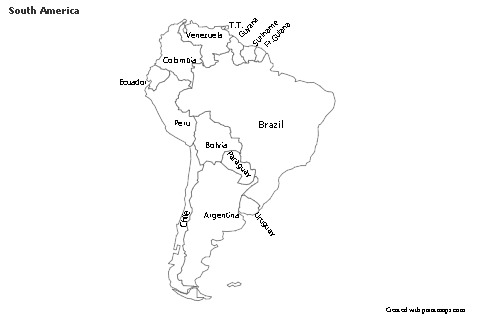 Exemplos de mapas para América do Sul (preto-branco)