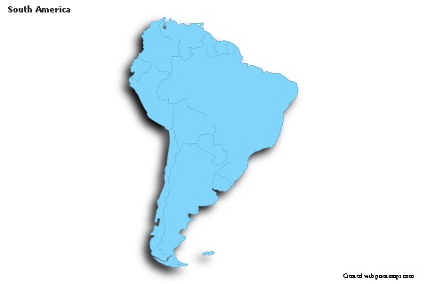 Exemplos de mapas para América do Sul (azul,contorno,sombra)