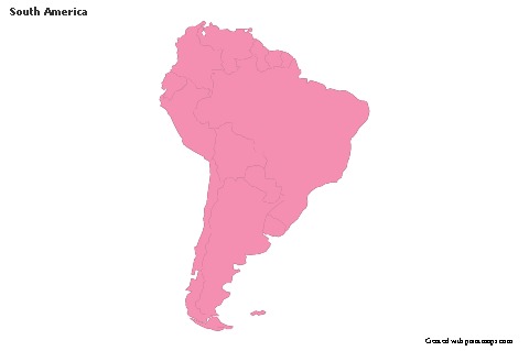 Exemplos de mapas para América do Sul (rosa,contorno)