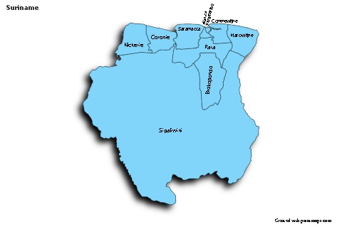 Sample Maps for Suriname (blue,shadowy)