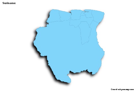 Sample Maps for Suriname (blue,outline,shadowy)