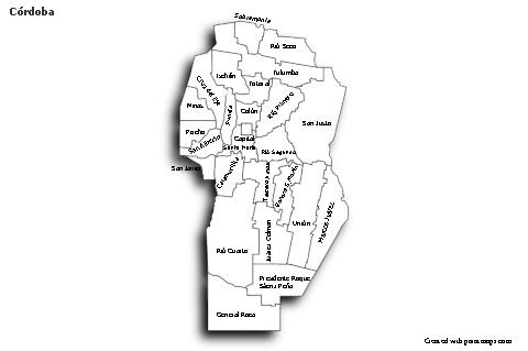Contoh Peta untuk Córdoba (hitam-putih,bayangan)