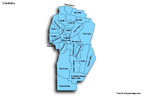 Contoh Peta untuk Córdoba (biru,bayangan)