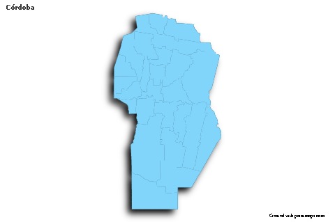 Contoh Peta untuk Córdoba (biru,garis luar,bayangan)