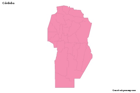 Contoh Peta untuk Córdoba (merah jambu,garis besar)
