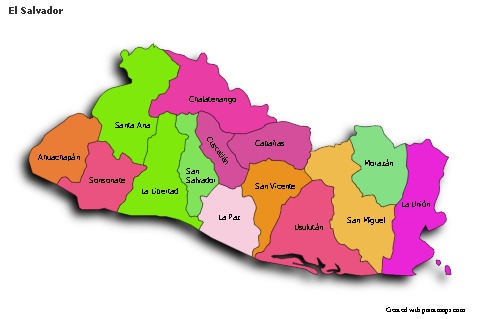 Sample Maps for El Salvador (colored,shadowy)