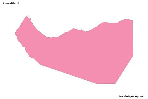 Contoh Peta untuk Somaliland (merah jambu,garis besar)