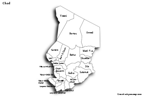 Sample Maps for Chad (black-white,shadowy)