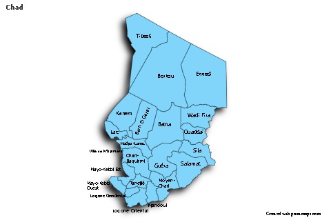Sample Maps for Chad (blue,shadowy)