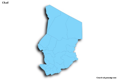 Sample Maps for Chad (blue,outline,shadowy)