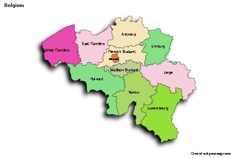 Sample Maps for Belgium (colored,shadowy)