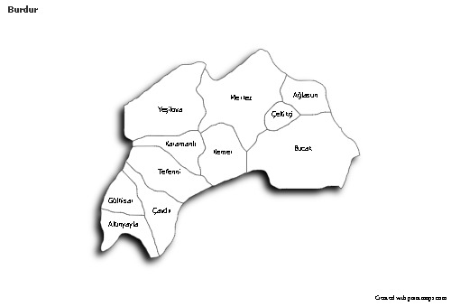 Sample Maps for Burdur (black-white,shadowy)
