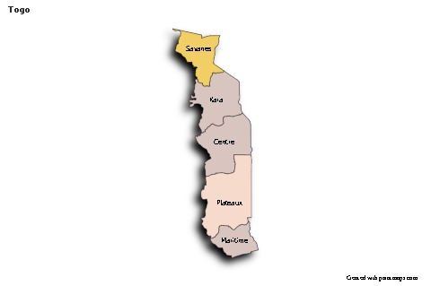 Contoh Peta untuk Togo (berwarna,bayangan)