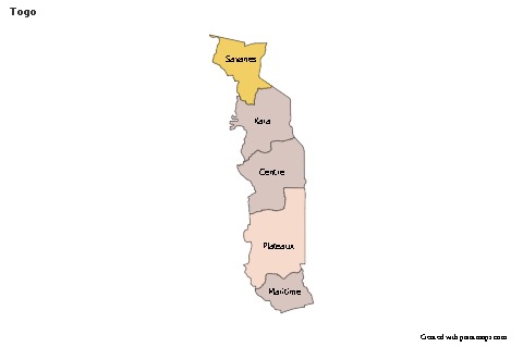 Contoh Peta untuk Togo (berwarna)
