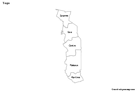 Contoh Peta untuk Togo (hitam-putih)
