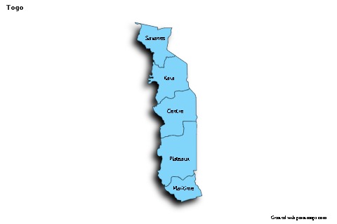 Contoh Peta untuk Togo (biru,bayangan)