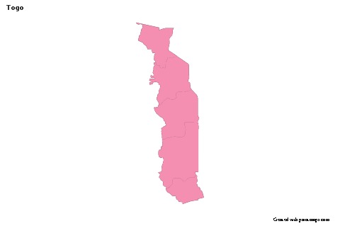 Contoh Peta untuk Togo (merah jambu,garis besar)