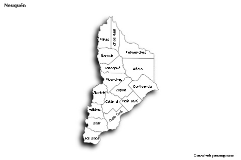 Mapas de muestra para Neuquén (blanco-negro,sombrío)