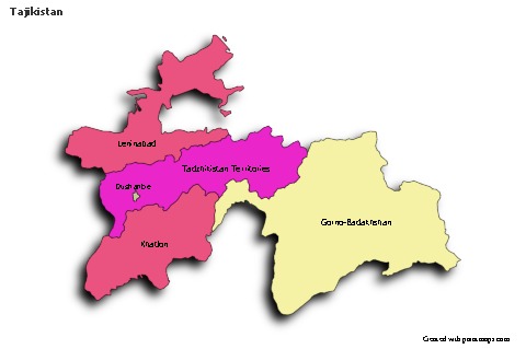 Sample Maps for Tajikistan (colored,shadowy)