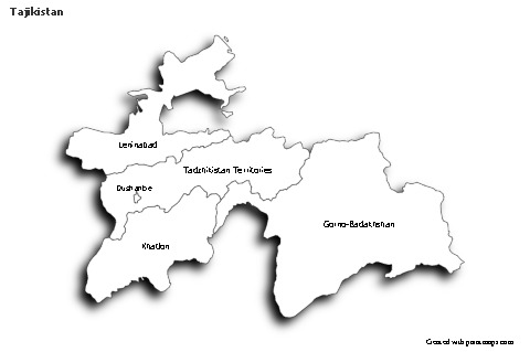 Sample Maps for Tajikistan (black-white,shadowy)