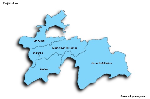 Sample Maps for Tajikistan (blue,shadowy)