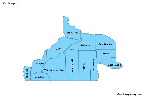 Mapas de muestra para Río Negro (azul)