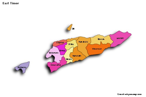 Sample Maps for East Timor (colored,shadowy)
