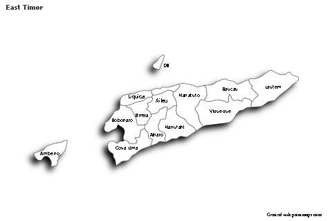 Sample Maps for East Timor (black-white,shadowy)