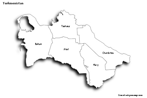 Sample Maps for Turkmenistan (black-white,shadowy)