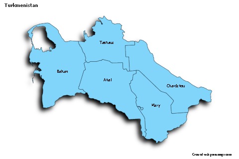 Sample Maps for Turkmenistan (blue,shadowy)