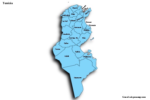 Sample Maps for Tunisia (blue,shadowy)