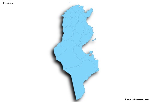 Sample Maps for Tunisia (blue,outline,shadowy)