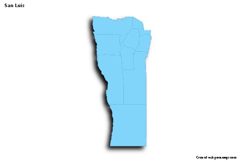 Contoh Peta untuk San Luis (biru,garis luar,bayangan)