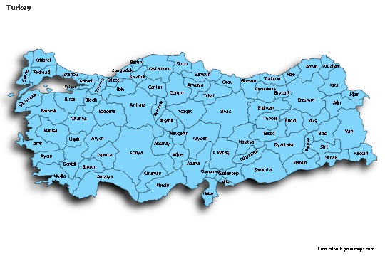 Sample Maps for Turkey (blue,shadowy)