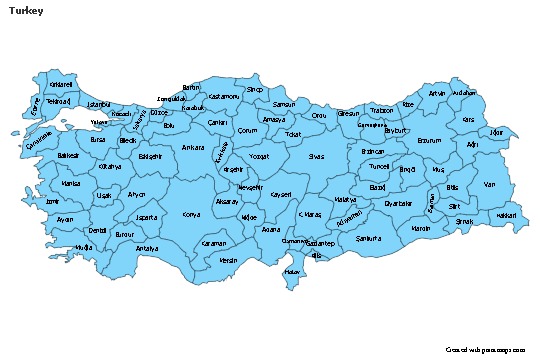 Sample Maps for Turkey (blue)