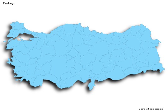 Sample Maps for Turkey (blue,outline,shadowy)