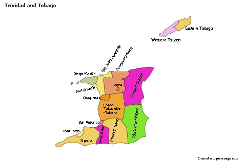 Sample Maps for Trinidad and Tobago (colored)