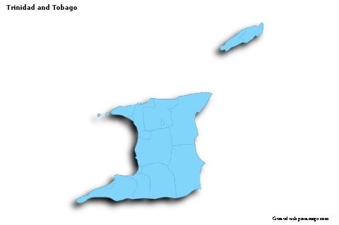 Sample Maps for Trinidad and Tobago (blue,outline,shadowy)