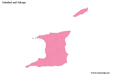 Sample Maps for Trinidad and Tobago (pink,outline)