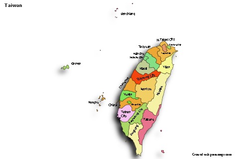 Contoh Peta untuk Taiwan (berwarna,bayangan)