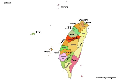 Contoh Peta untuk Taiwan (berwarna)