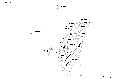 Contoh Peta untuk Taiwan (hitam-putih)