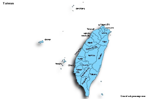 Contoh Peta untuk Taiwan (biru,bayangan)